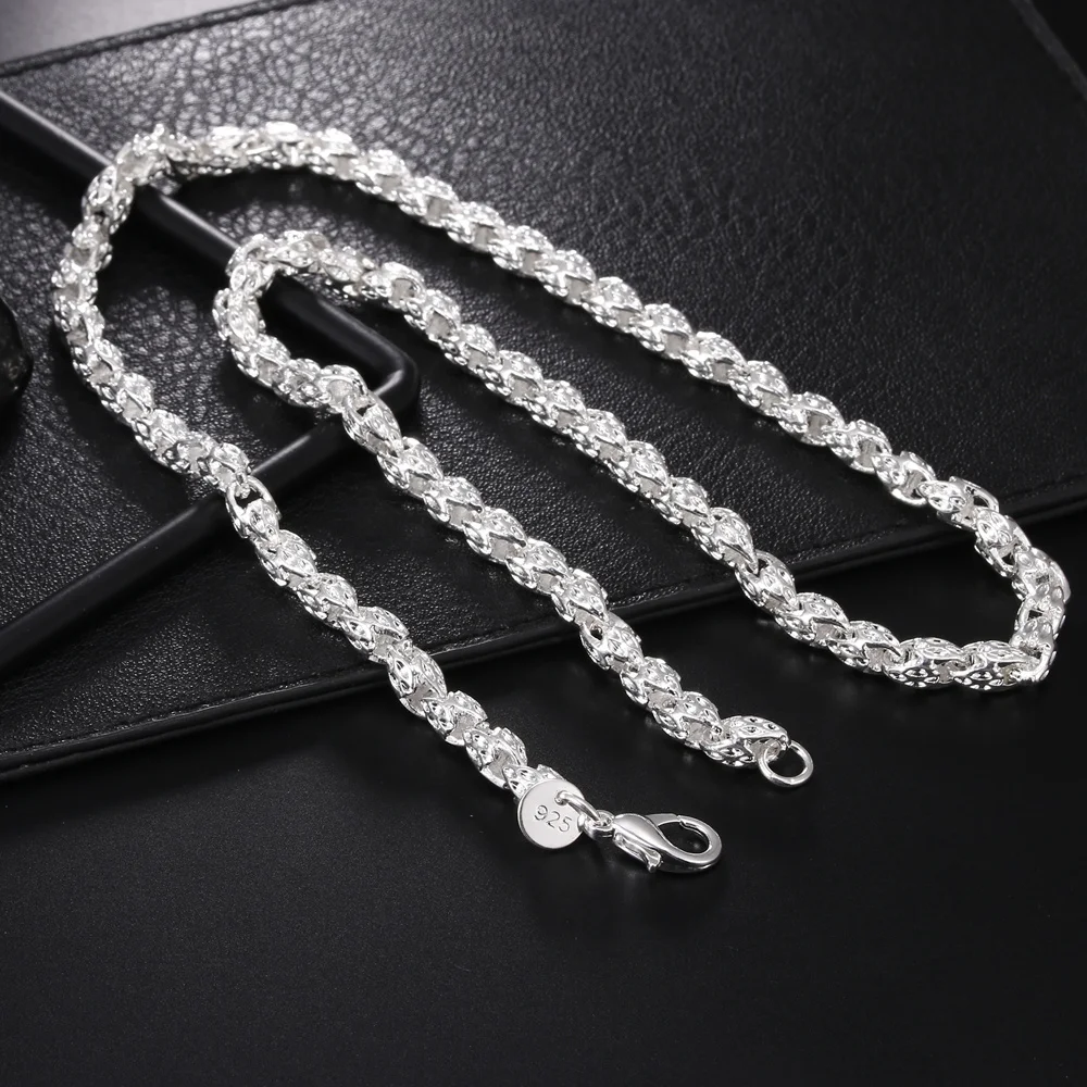 925 Sterling Silver Chain Necklace Men - Hot charms 925 Sterling Silver 5MM