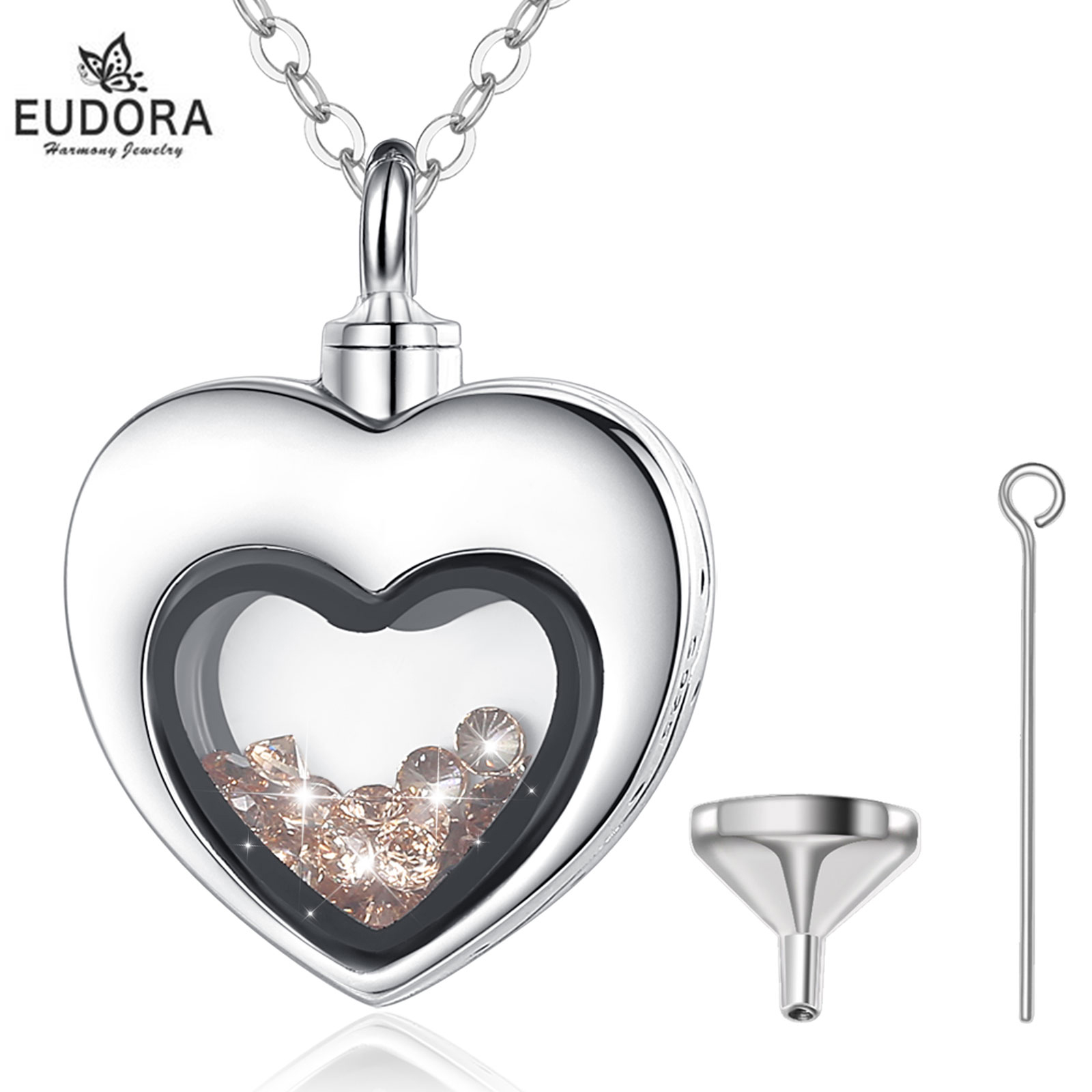 Heart Locket Necklace Photo - Eudora Nữ Bạc Trái Tim Mề