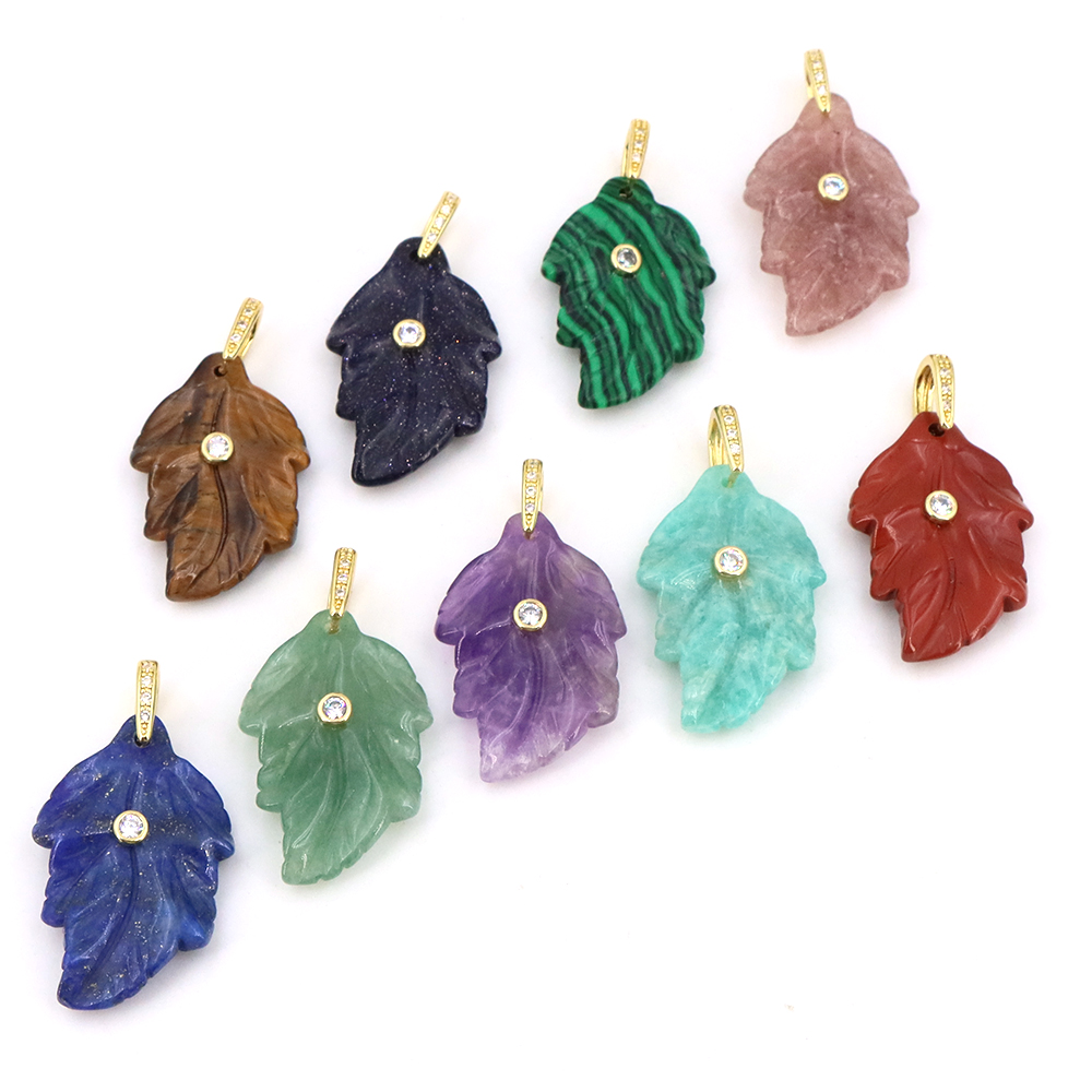 Trendy Leaf Natural Gemstone C - đánh giá và giá Crystal Pendant Necklace Natural Stone