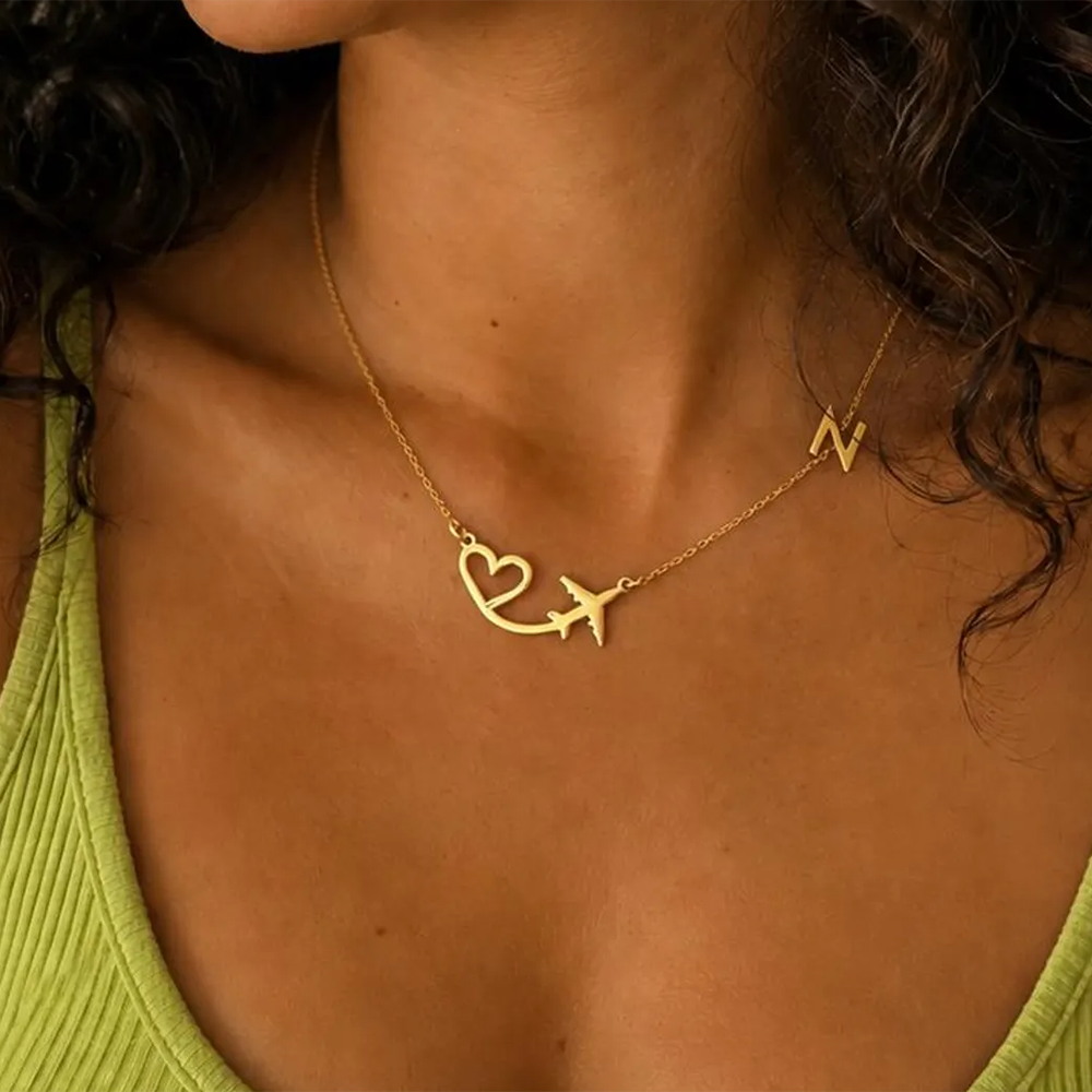 Personalized Heart Airplane In - đánh giá và giá Custom Name Necklace Stainless Steel