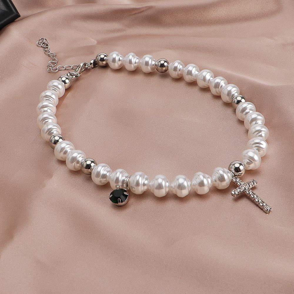 Vintage Pendant Crystal Cross  - đánh giá và giá Pearl Choker Necklace Vintage