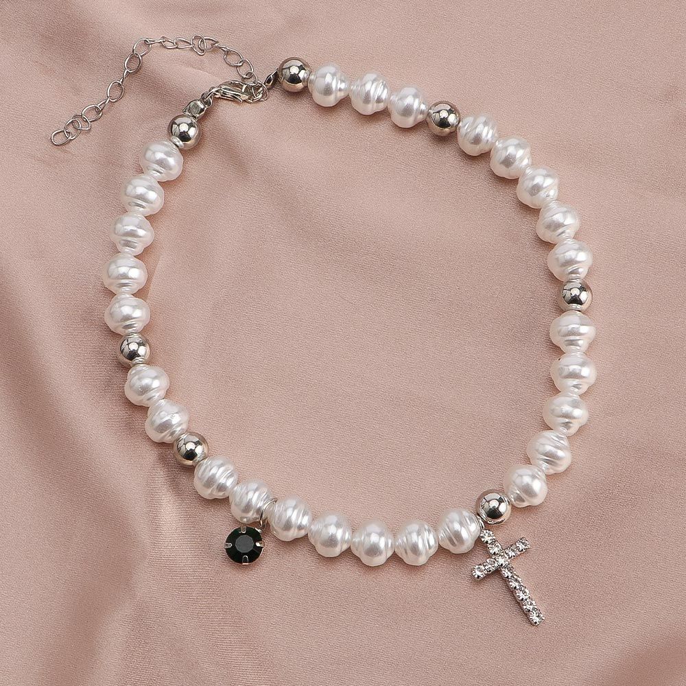 Vintage Pendant Crystal Cross  - đánh giá và giá Pearl Choker Necklace Vintage