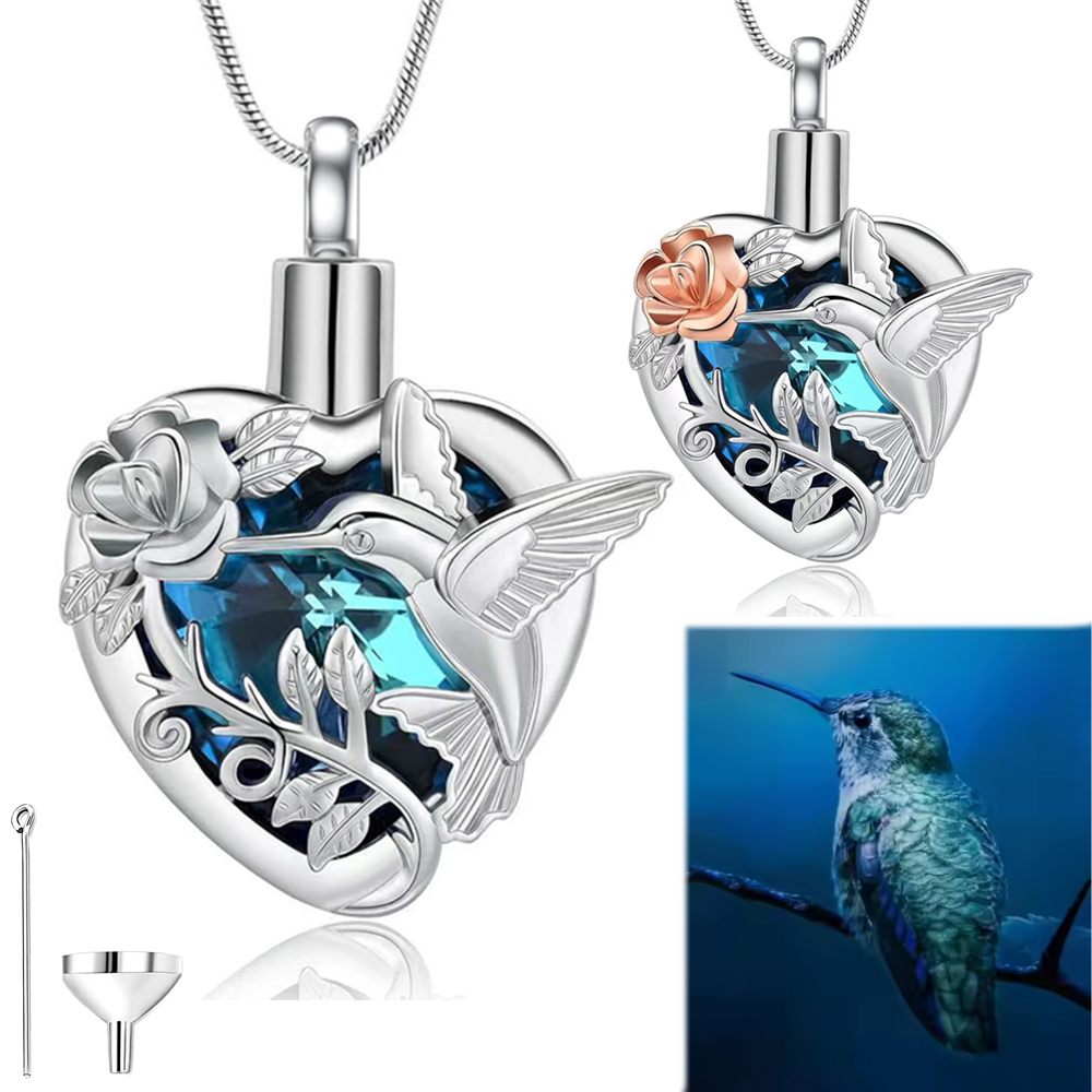 Hummingbird Heart Urn Locket N - đánh giá và giá Heart Locket Necklace Photo