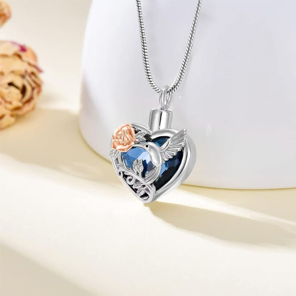 Hummingbird Heart Urn Locket N - đánh giá và giá Heart Locket Necklace Photo
