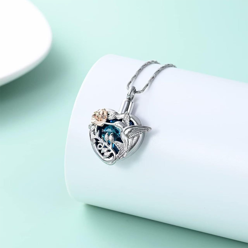 Hummingbird Heart Urn Locket N - đánh giá và giá Heart Locket Necklace Photo