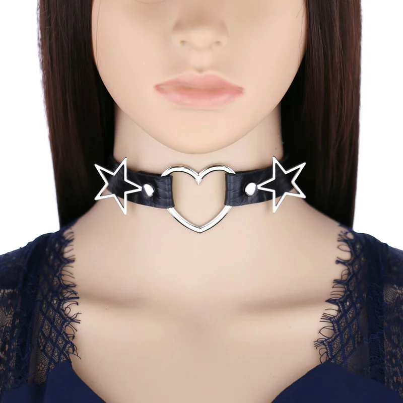 Decopunk Punk PU Leather Heart - đánh giá và giá Goth Punk Spike Choker