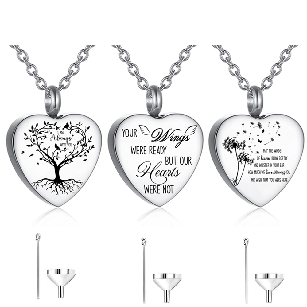 3 Styles Stainless Steel Urn N - đánh giá và giá Heart Locket Necklace Photo