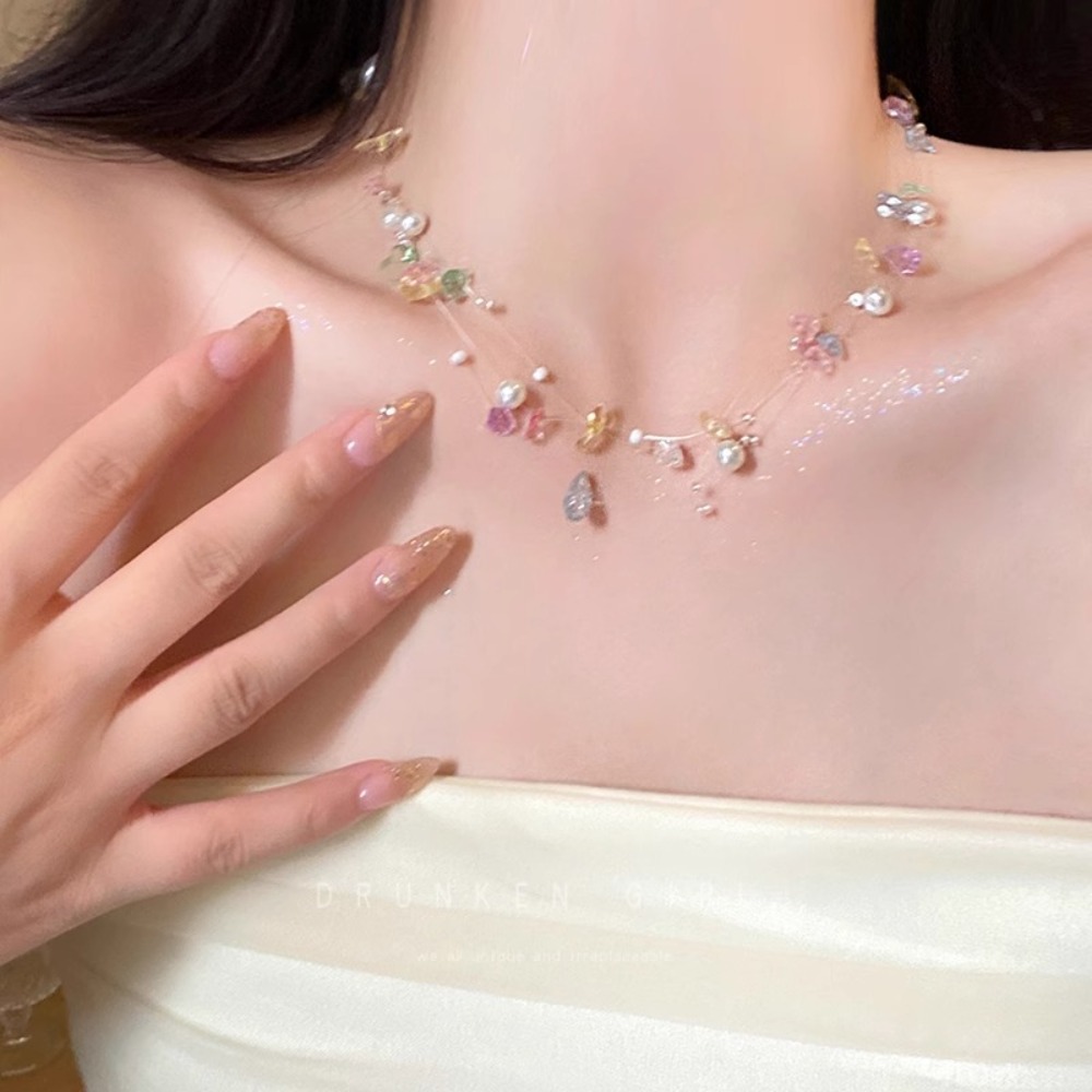 Colorful Starfish Shell Pearl  - đánh giá và giá Layered Pendant Necklace Aesthetic
