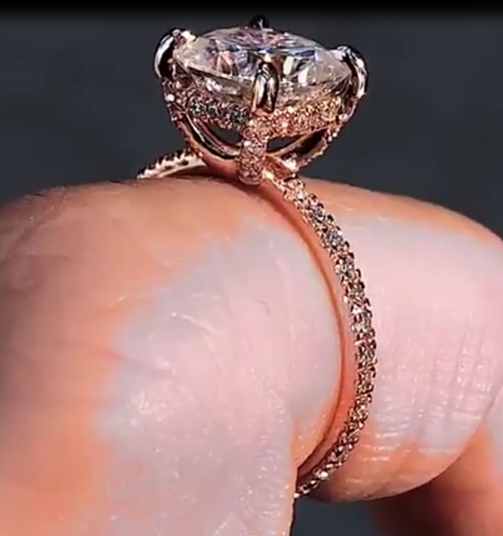 Custom Solid 14K Rose Gold Wom - đánh giá và giá Moissanite Engagement Ring 1 Carat
