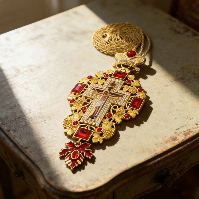 New Premium Red Jewel Gold Ort - đánh giá và giá Cross Pendant Necklace Gold