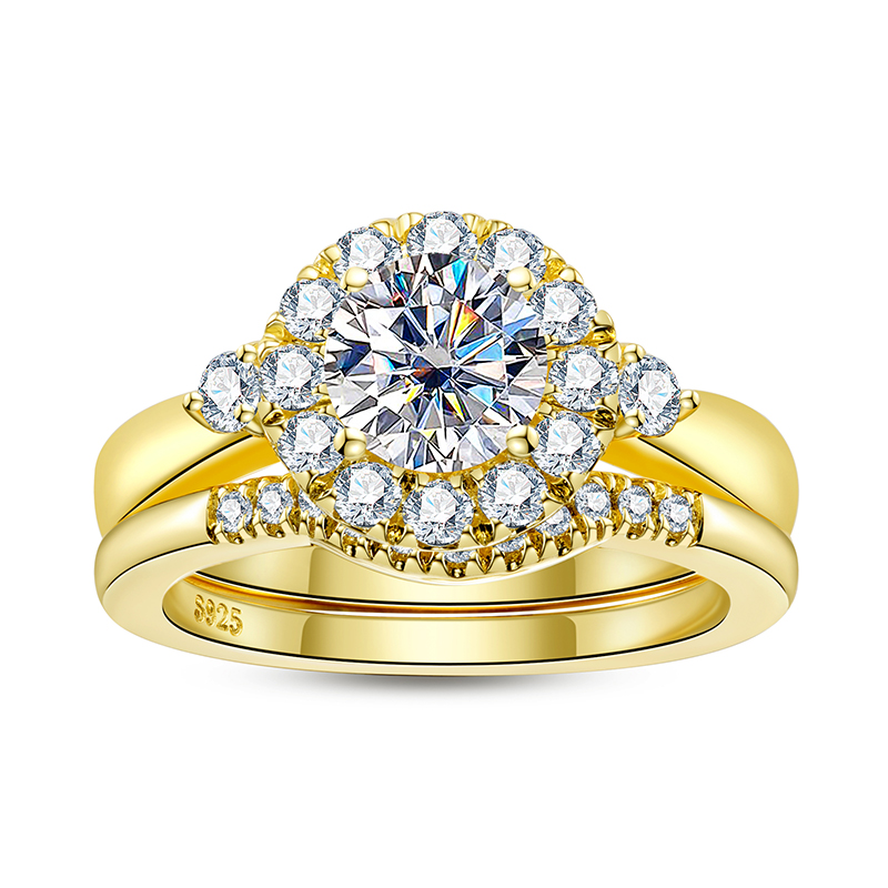 Engagement Gold Color Ring Set - đánh giá và giá Moissanite Engagement Ring 1 Carat