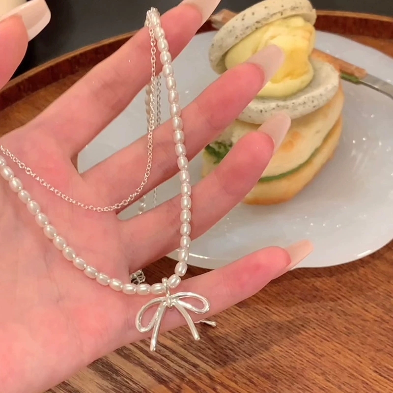 Fashion Vintage Bowknot Pendan - đánh giá và giá Layered Pendant Necklace Aesthetic
