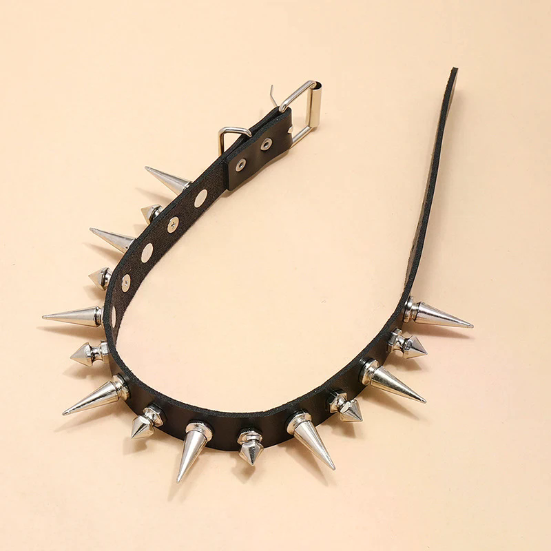 Long Spike Choker Punk Faux Le - đánh giá và giá Goth Punk Spike Choker