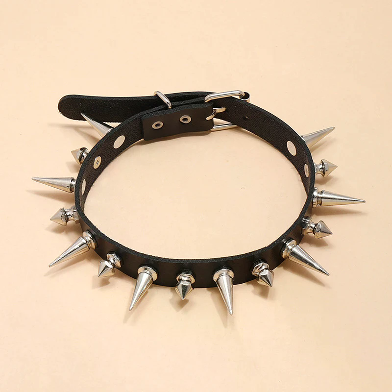 Long Spike Choker Punk Faux Le - đánh giá và giá Goth Punk Spike Choker