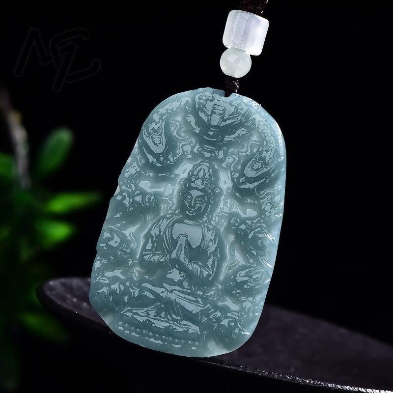 Real Natural Emerald Jade Blue - đánh giá và giá Necklaces
