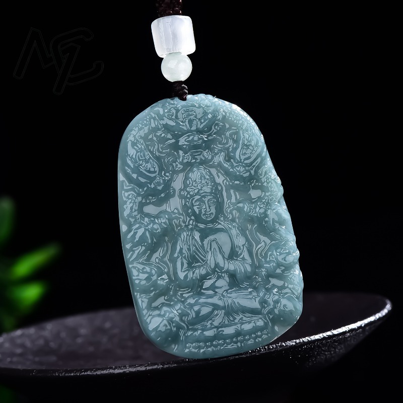 Real Natural Emerald Jade Blue - đánh giá và giá Necklaces