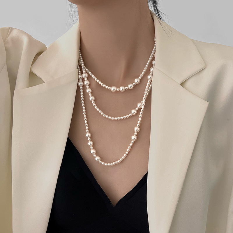 Vintage Long Multi Layered Pea - đánh giá và giá Pearl Choker Necklace Vintage