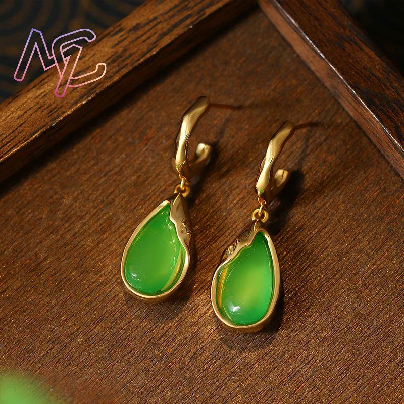 Green Real Jade Water Drop Ear - đánh giá và giá Earrings