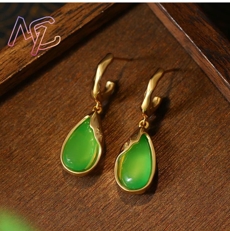 Green Real Jade Water Drop Ear - đánh giá và giá Earrings