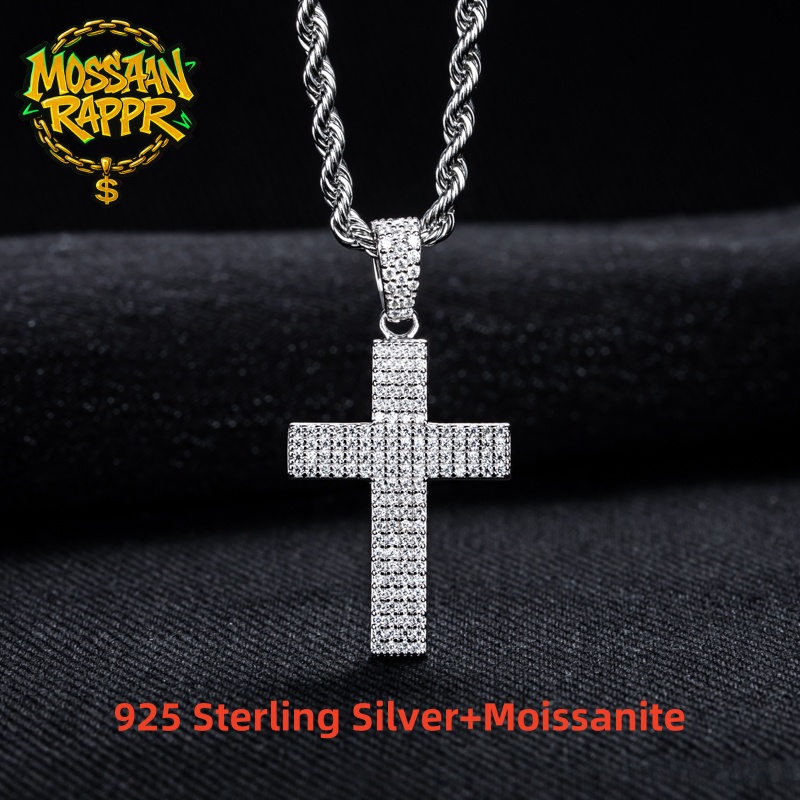 MossanRappr Moissanite Bling C - đánh giá và giá 925 Sterling Silver Chain Necklace Men