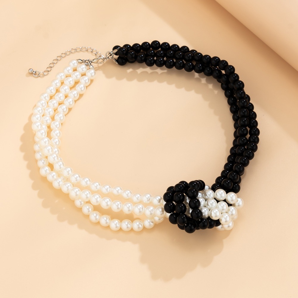 Fashion Retro Black White Stit - đánh giá và giá Pearl Choker Necklace Vintage
