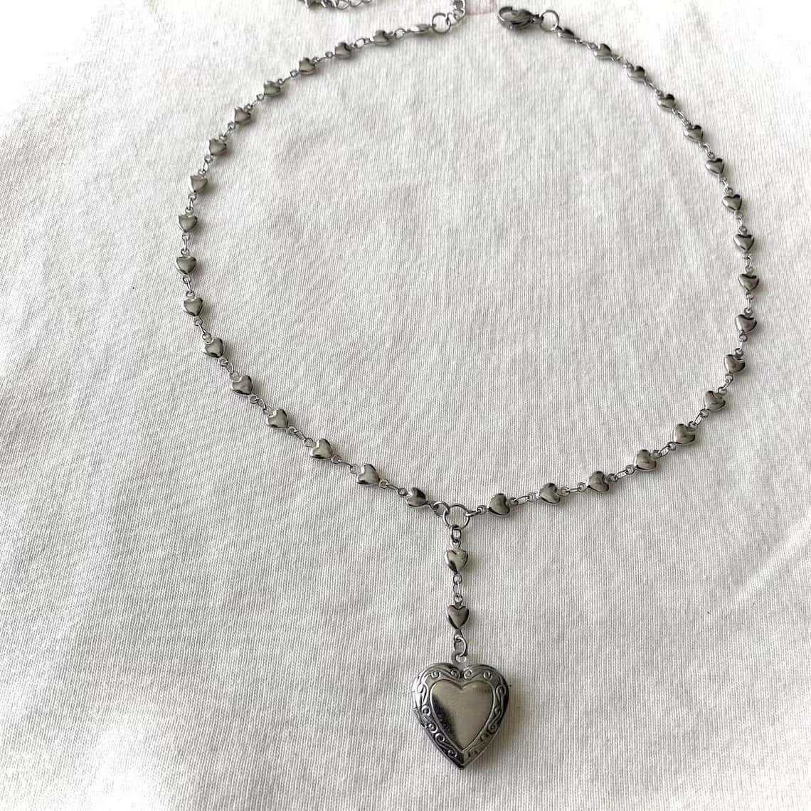 Rosary Lariat Chain Necklace w - đánh giá và giá Heart Locket Necklace Photo