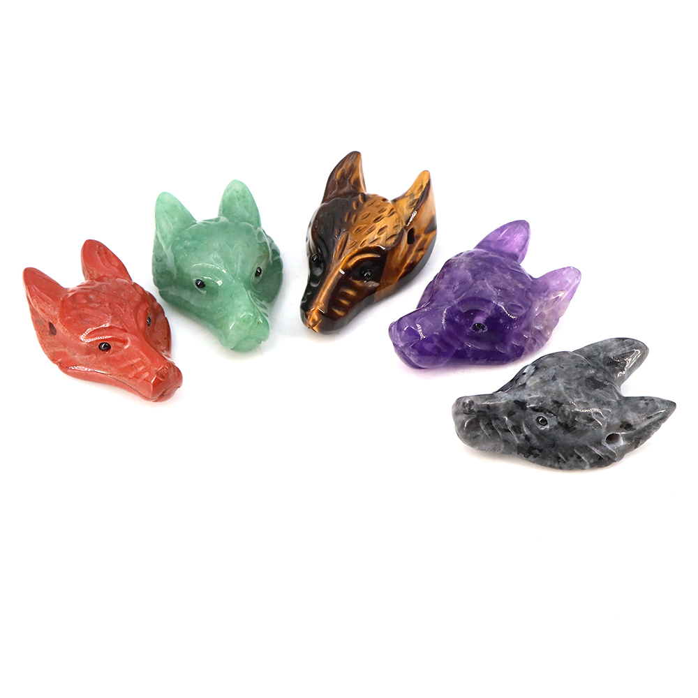 40mm Wolf Head Stone Pendant N - đánh giá và giá Crystal Pendant Necklace Natural Stone