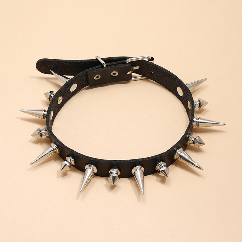 Punk Long Spike Choker Faux Le - đánh giá và giá Goth Punk Spike Choker