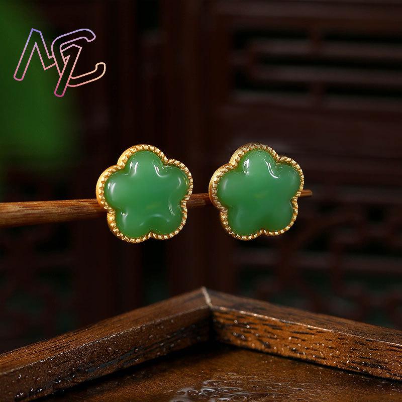 Green Natural Jade Clover Earr - đánh giá và giá Earrings