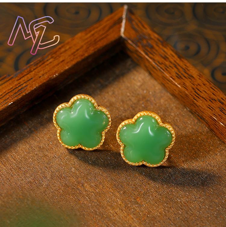 Green Natural Jade Clover Earr - đánh giá và giá Earrings