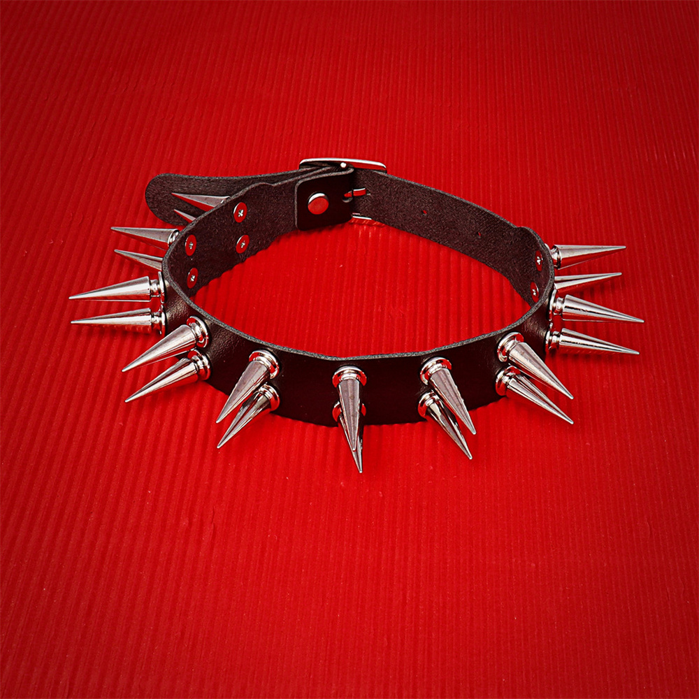 Long Spiked Choker Collar For  - đánh giá và giá Goth Punk Spike Choker