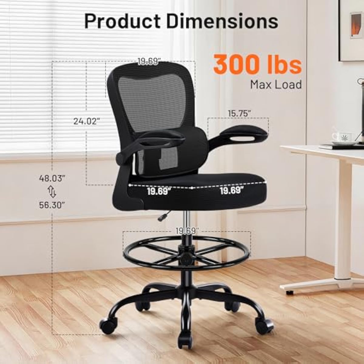 Ergonomic Drafting Chair with  - đánh giá và giá Rings