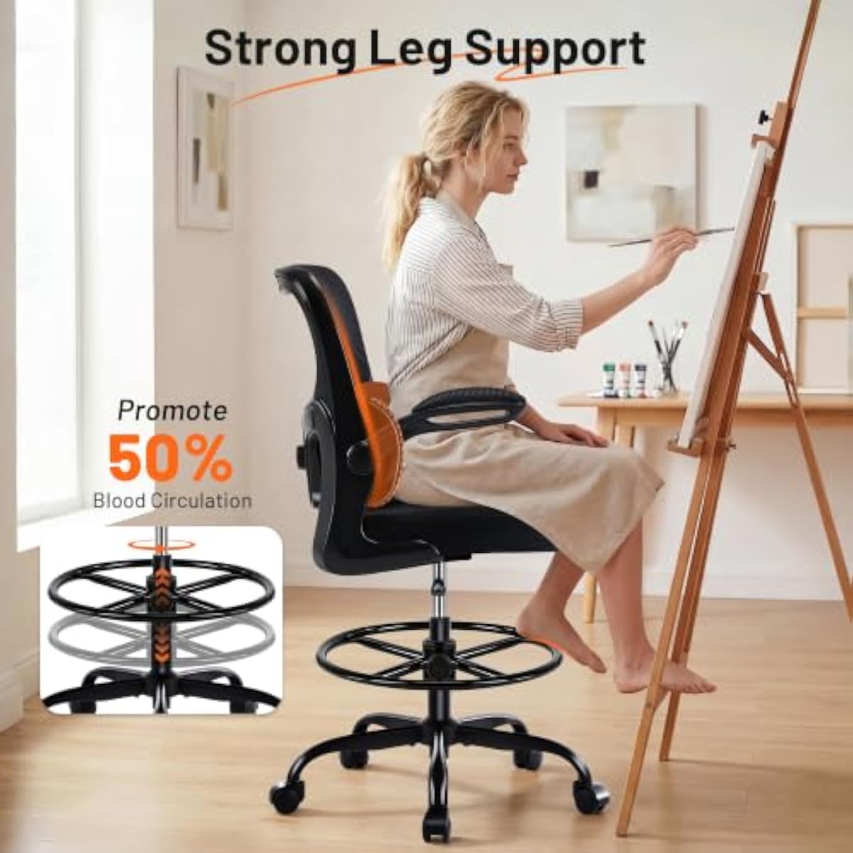 Ergonomic Drafting Chair with  - đánh giá và giá Rings