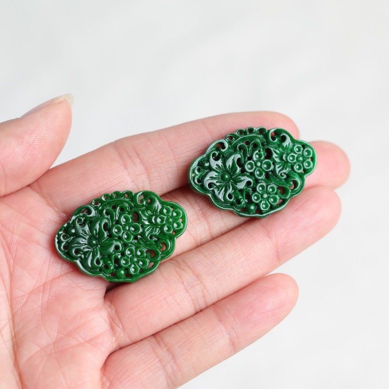 2pc Natural Jade Dry Cyan Doub - đánh giá và giá Earrings