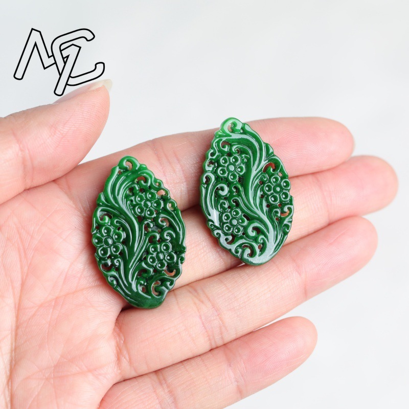 2pc Natural Jade Dry Cyan Doub - đánh giá và giá Earrings