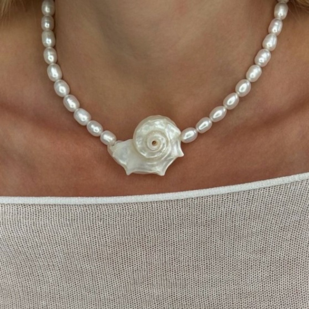 Vintage Bohemian Natural Conch - đánh giá và giá Pearl Choker Necklace Vintage