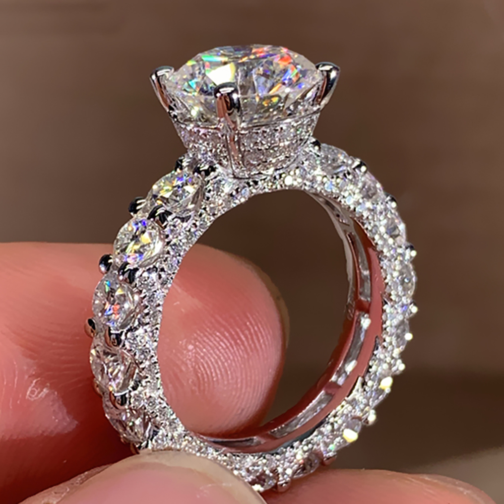 Custom Solid 18K Au750 White G - đánh giá và giá Moissanite Engagement Ring 1 Carat