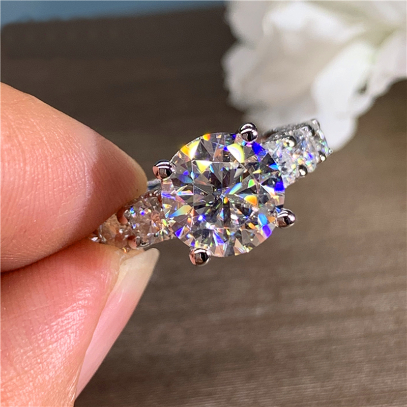 Custom Solid 18K Au750 White G - đánh giá và giá Moissanite Engagement Ring 1 Carat