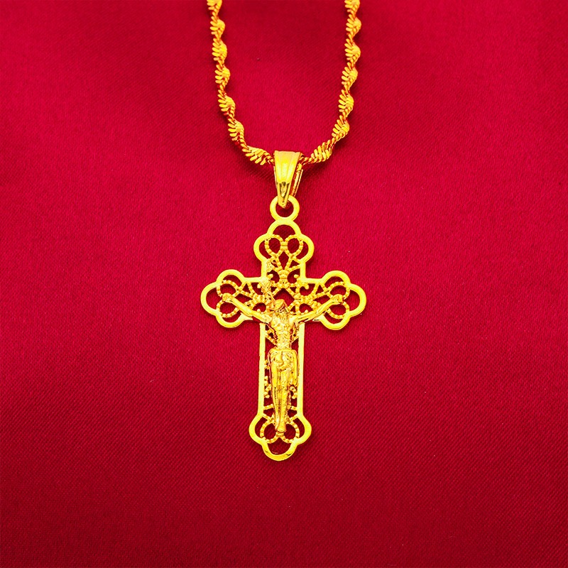 9999 24K genuine gold classic  - đánh giá và giá Cross Pendant Necklace Gold