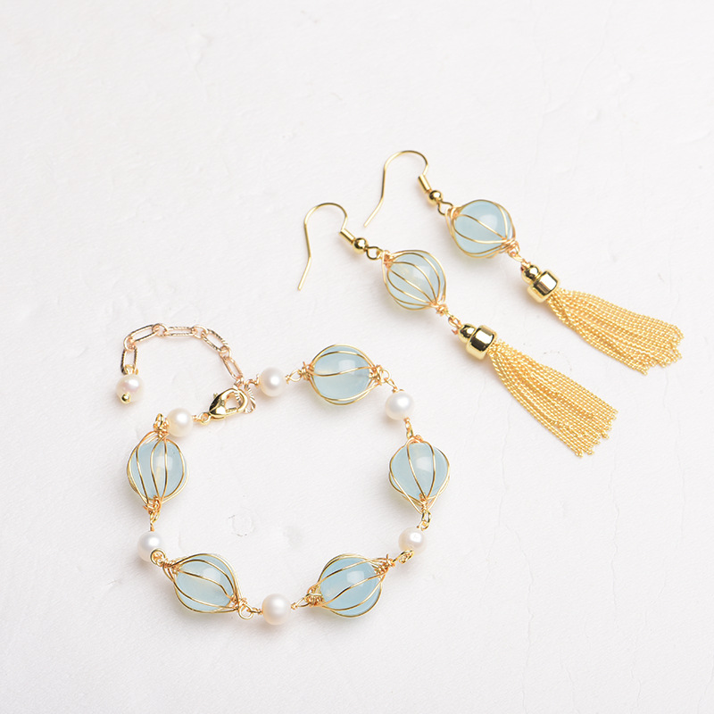Blue Natural Jade Bead Earring - đánh giá và giá Earrings