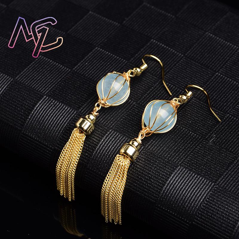 Blue Natural Jade Bead Earring - đánh giá và giá Earrings