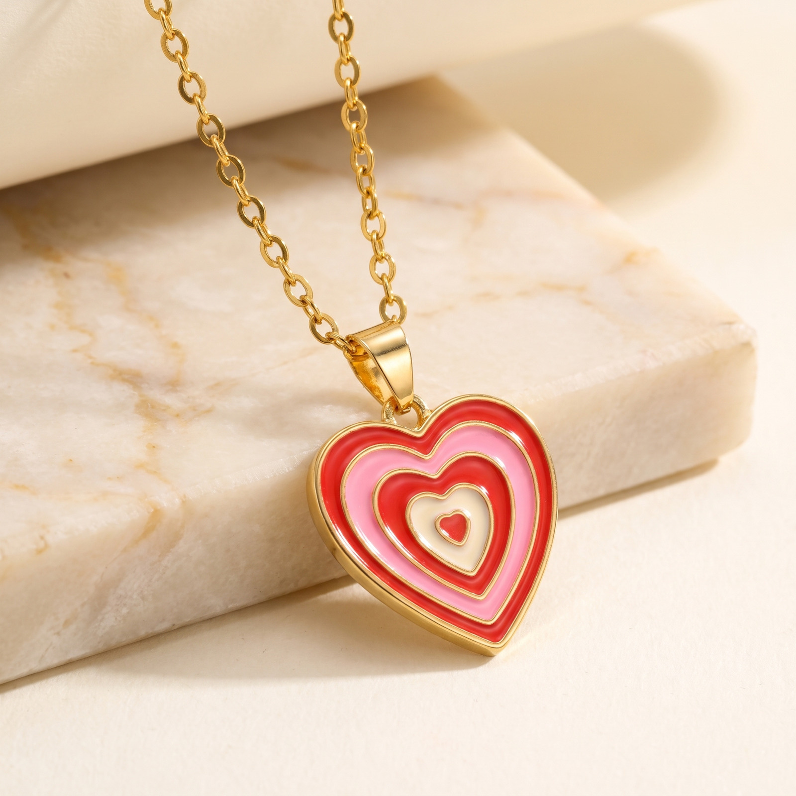 Y2K Style Layered Enamel Heart - đánh giá và giá Layered Pendant Necklace Aesthetic