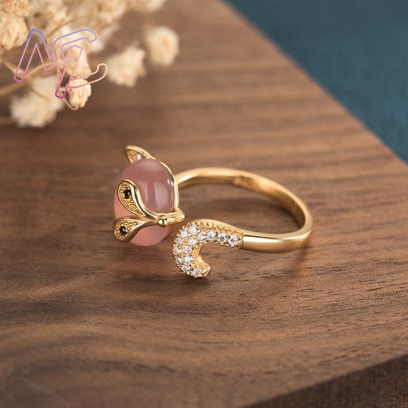 Pink Natural Jade Fox Rings Re - đánh giá và giá Rings