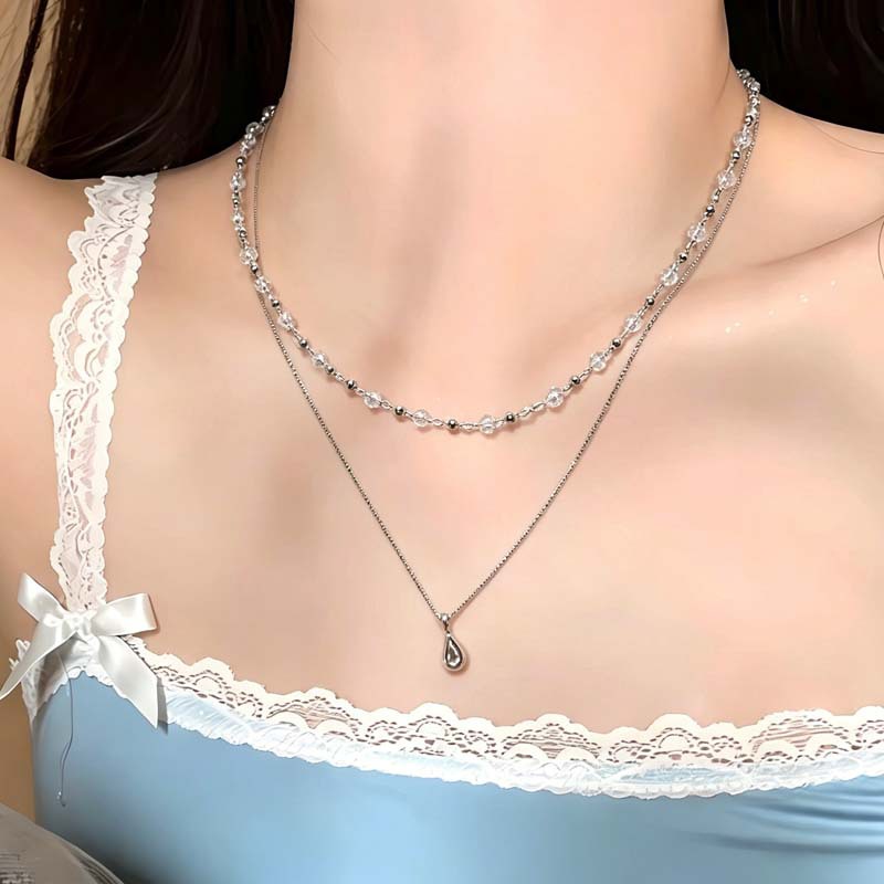 New Fashion Water Droplet Pend - đánh giá và giá Layered Pendant Necklace Aesthetic