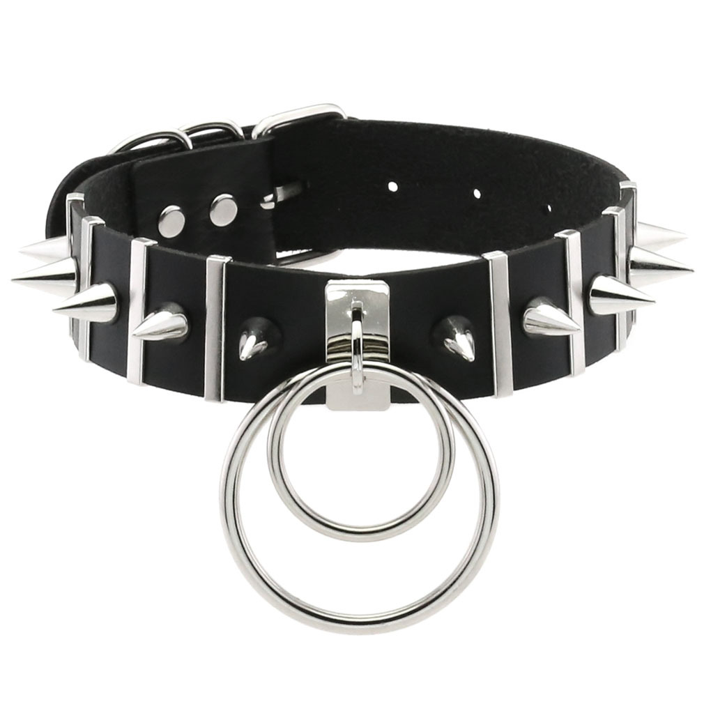 Lớn Gai Choker Da Cổ Kim Loại  - đánh giá và giá Goth Punk Spike Choker
