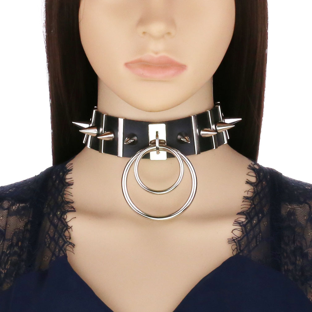 Lớn Gai Choker Da Cổ Kim Loại  - đánh giá và giá Goth Punk Spike Choker