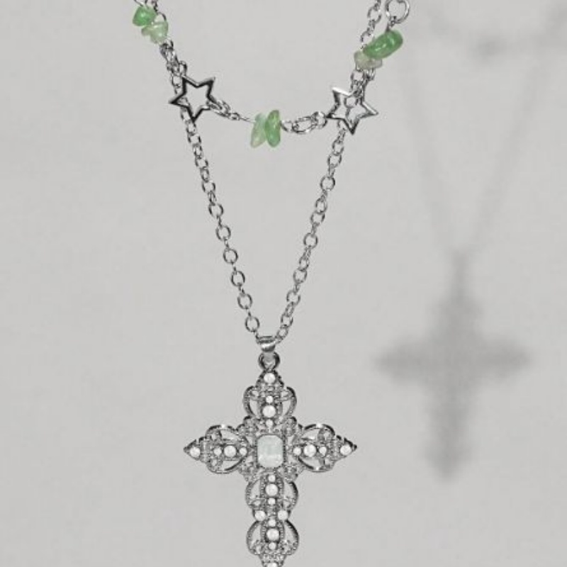 2-piece Y2K double-layer neckl - đánh giá và giá Layered Pendant Necklace Aesthetic