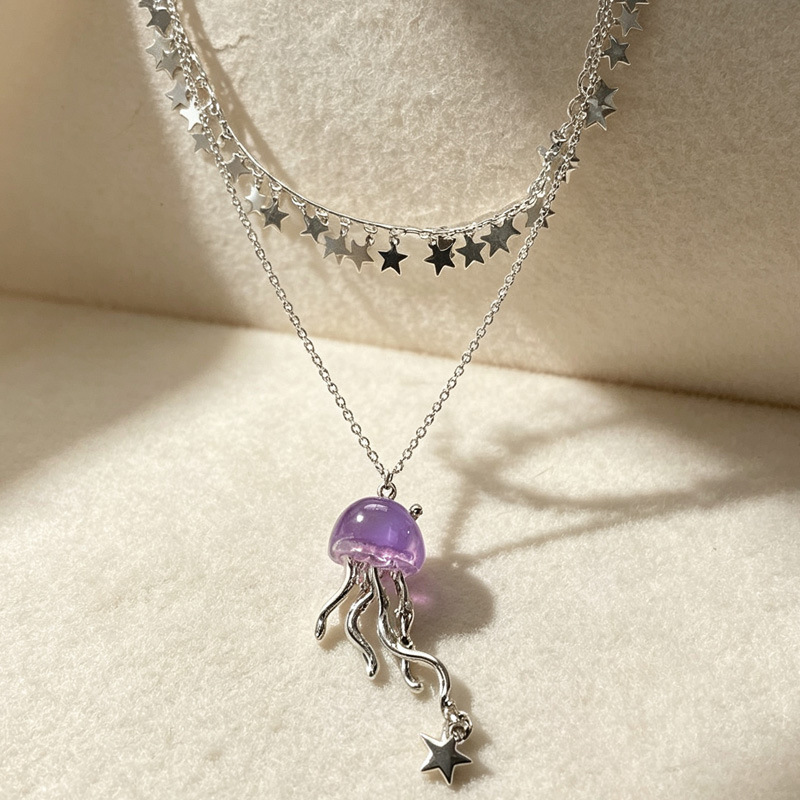 Cute Purple Jellyfish Ocean St - đánh giá và giá Layered Pendant Necklace Aesthetic