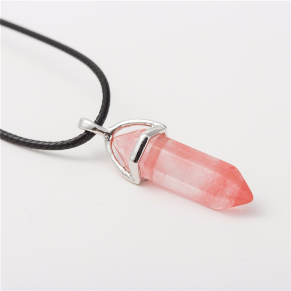 New Hexagonal Column Natural S - đánh giá và giá Crystal Pendant Necklace Natural Stone